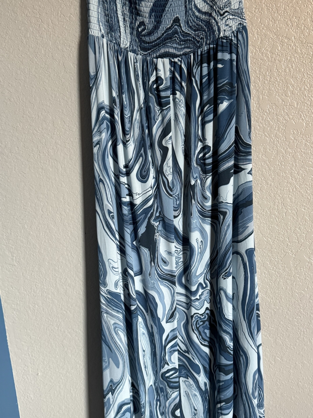 Michael Kors Blue Marble-Print Maxi Dress